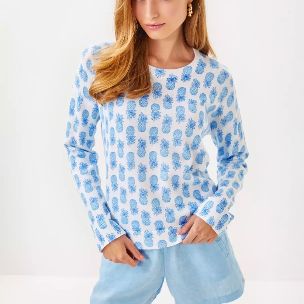 Lilly Pulitzer Blue Pineapple Print Sweatshirt
